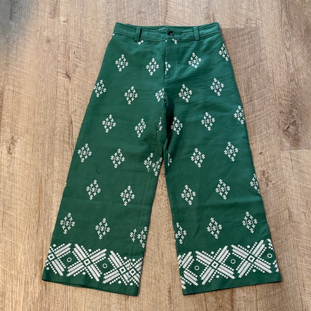 Zara Forest Green High-Waist Pants